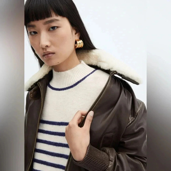 Mango Wool Blend Striped Sweater NWT - Picture 4 of 12